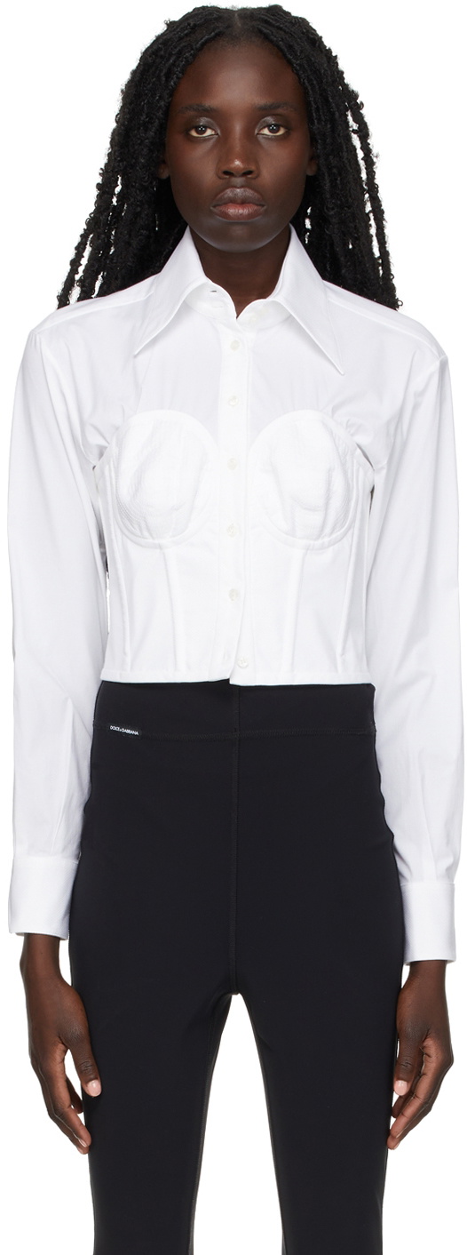 Photo: Dolce & Gabbana White Poplin Bustier Shirt