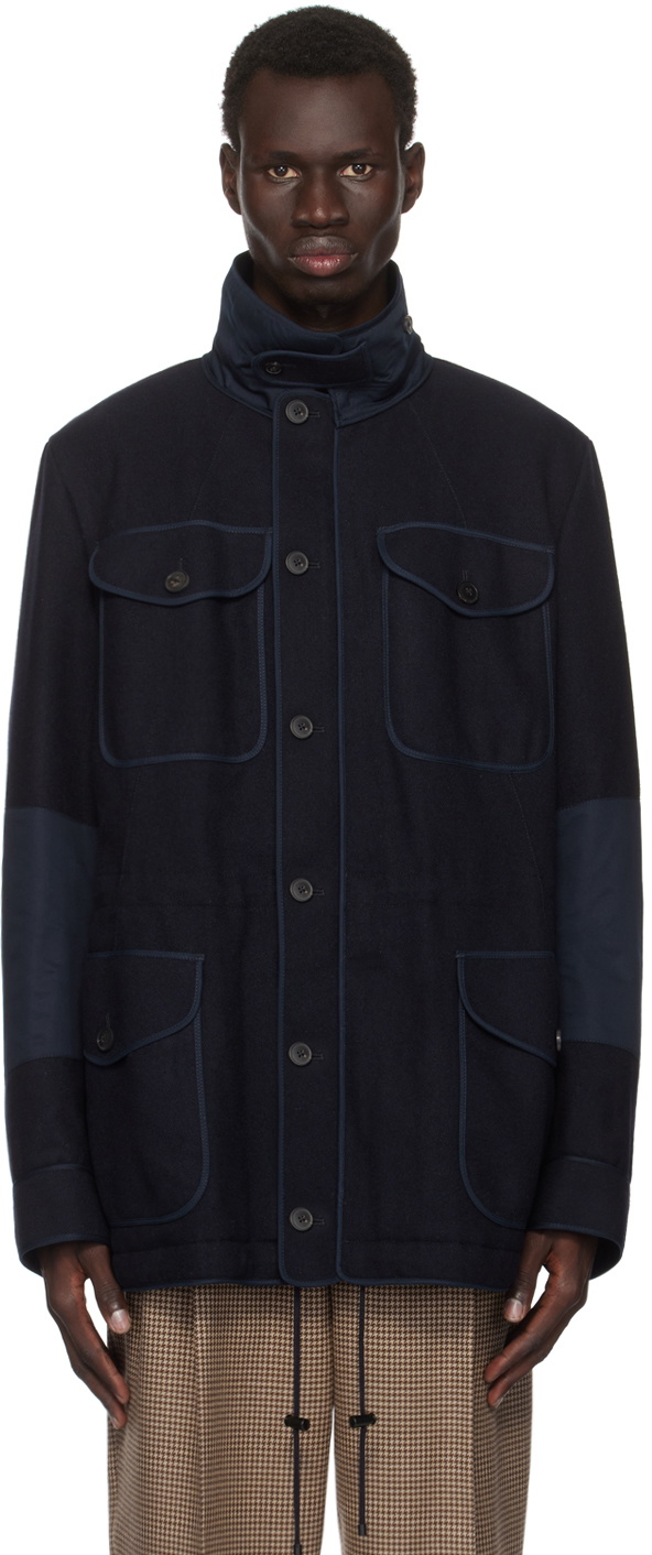 Dries Van Noten Navy Wool Gabardine Jacket Dries Van Noten