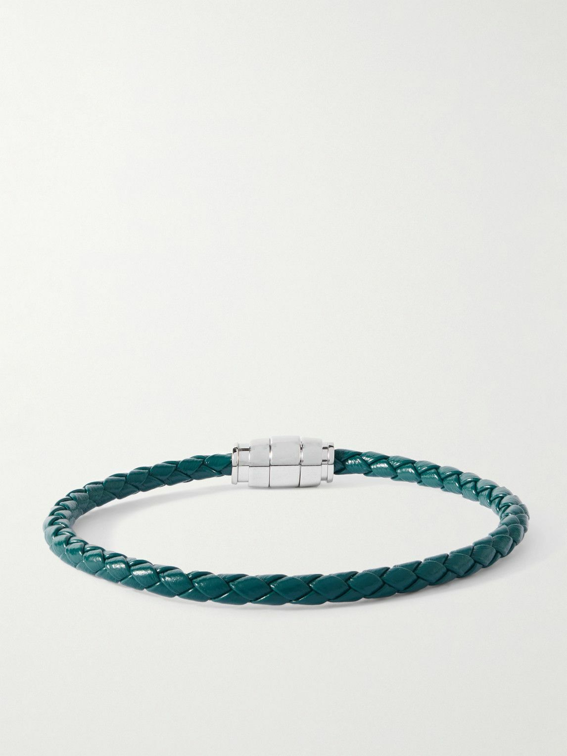 Montblanc - Meisterstück 3-Ring Stainless Steel and Woven Leather Bracelet - Blue