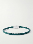 Montblanc - Meisterstück 3-Ring Stainless Steel and Woven Leather Bracelet - Blue