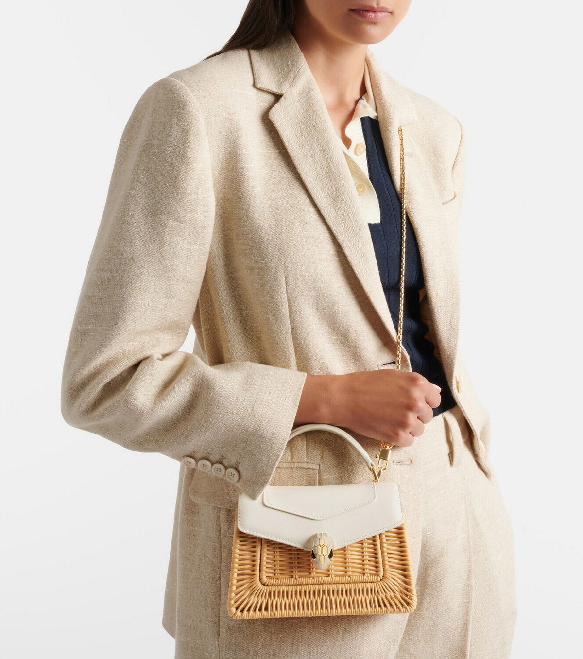 Bvlgari Serpenti Forever Mini wicker top-handle bag