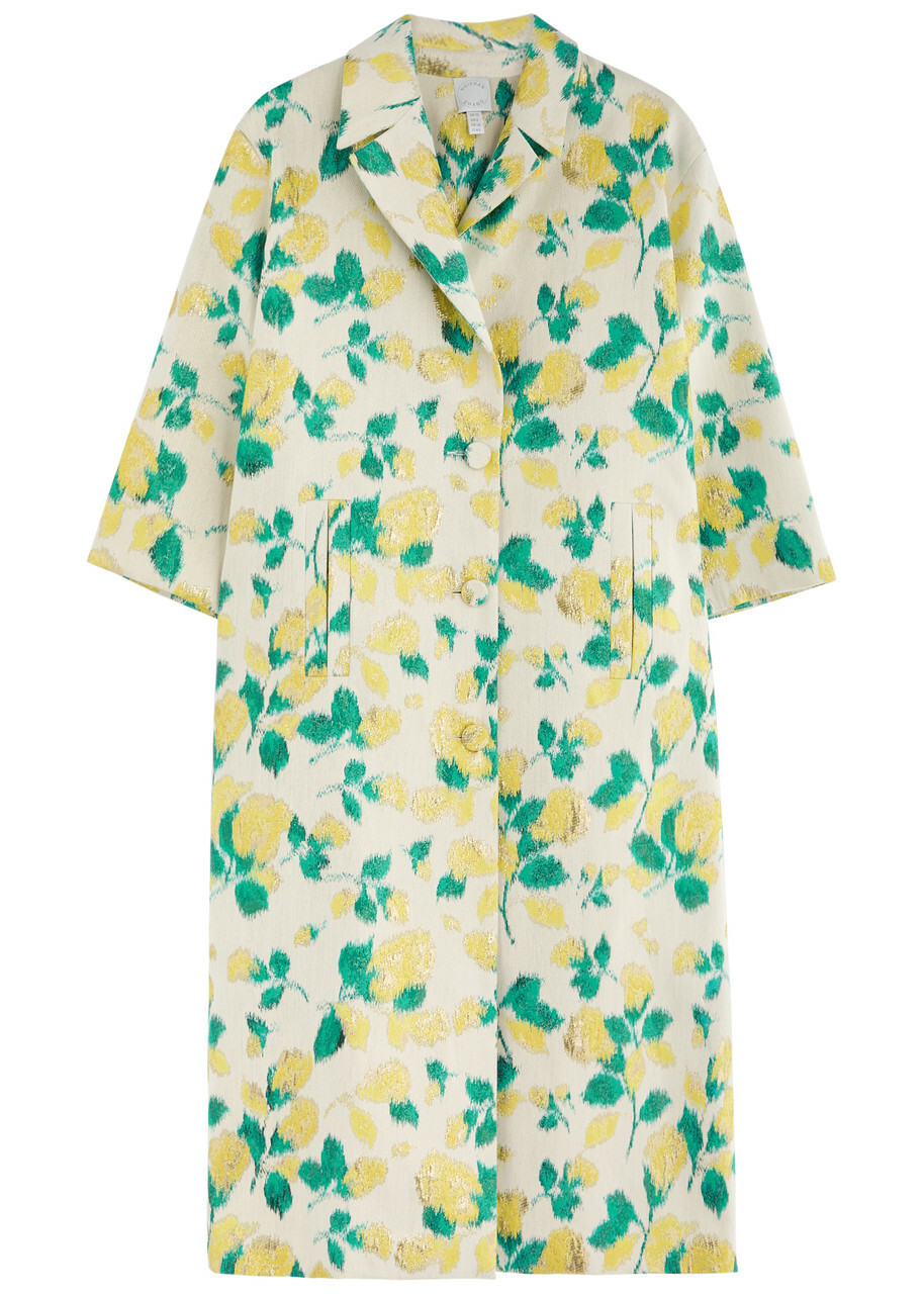Huishan Zhang Liliane Floral-jacquard Woven Coat Yellow