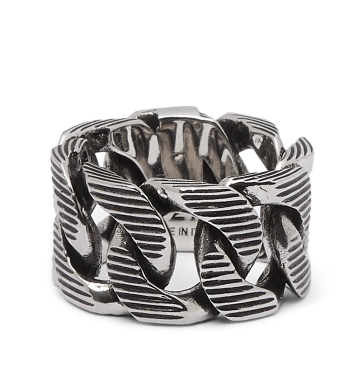 Photo: Alexander McQueen - Burnished Silver-Tone Ring - Silver
