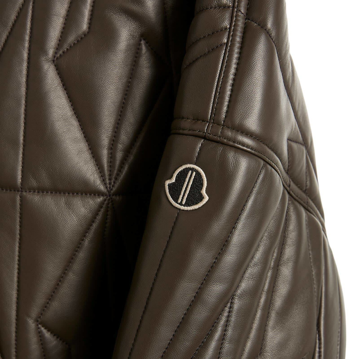 Rick Owens x Moncler Geocamo Cropped Leather Jacket in Dark Dust