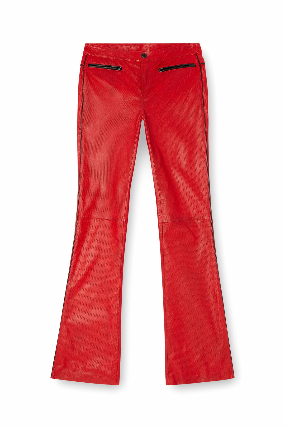 Diesel Biker pants in perforated stretch leather - Pants Womens in Red