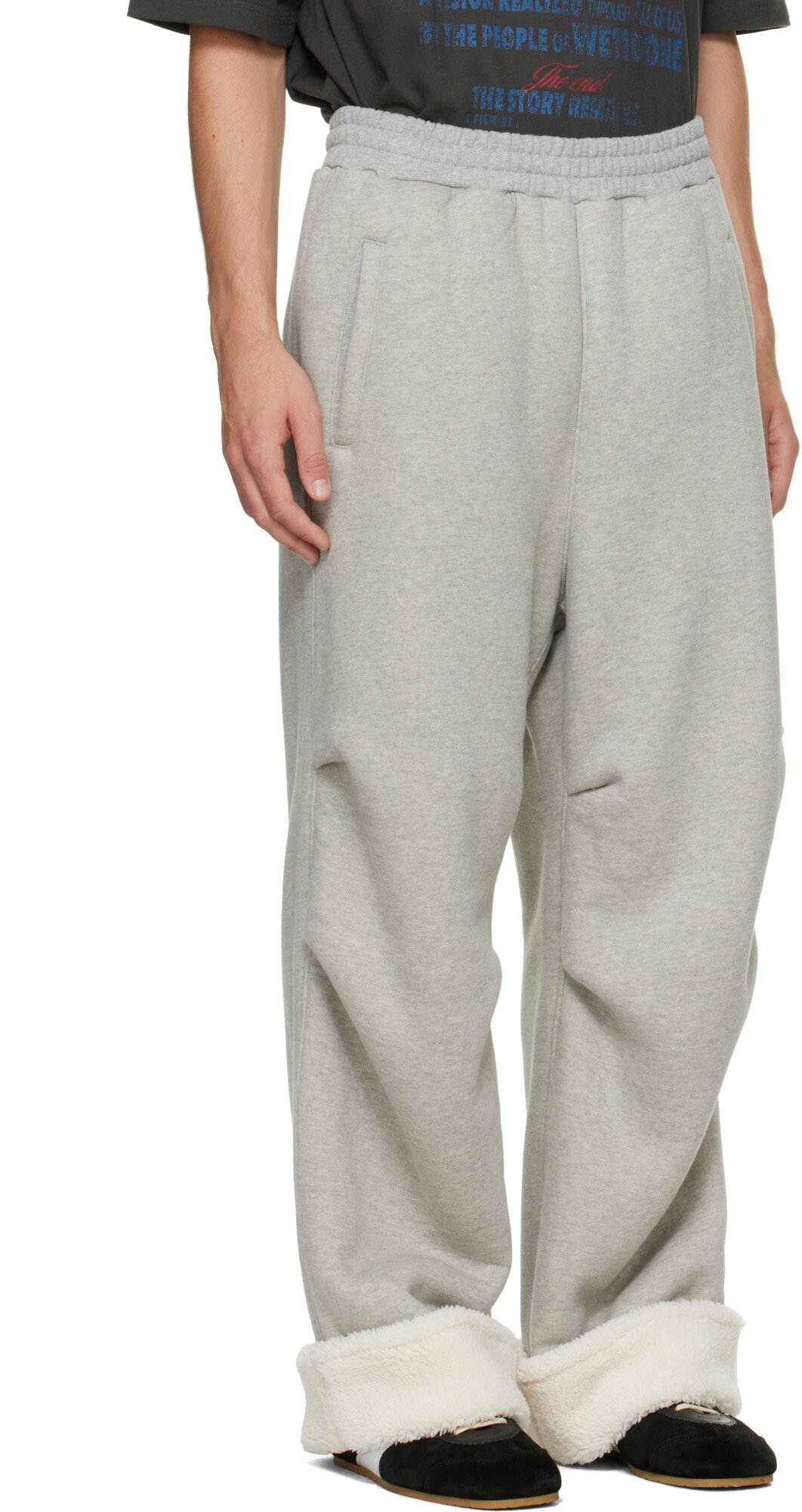We11done Gray Sherpa Fleece Sweatpants