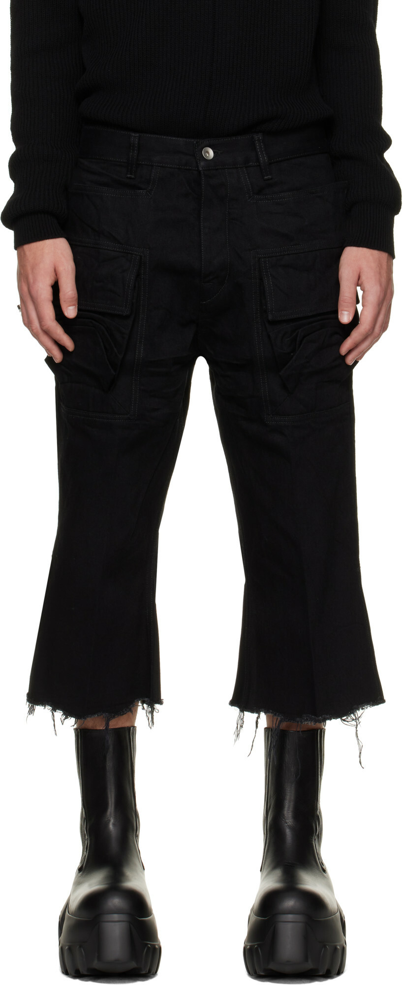 Rick Owens Black Tower Bolan Cutoff Cargo Pants