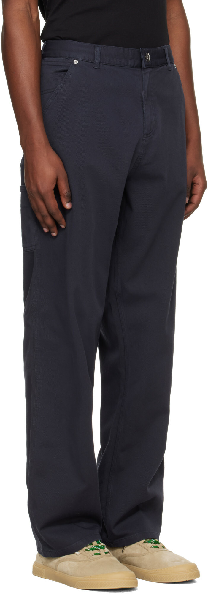 Moncler Navy Cotton Blend Gabardine Cargo Pants