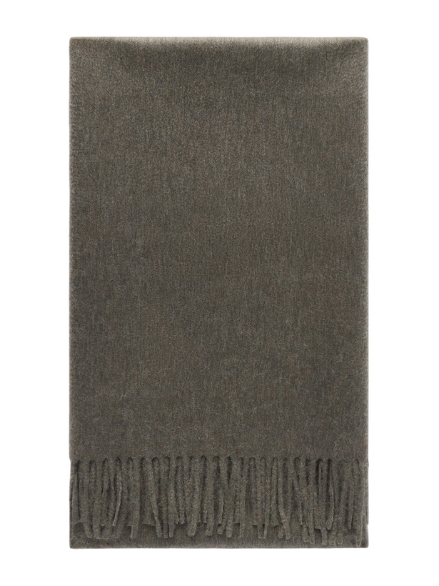 Photo: Begg & Co - Arran Solid Fringed Brushed-Cashmere Scarf - Green