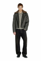 Diesel Biker jacket with detachable collar - Jackets Mens in Grey
