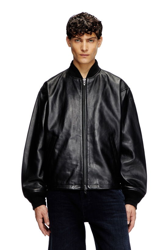 Photo: Diesel Waxed-leather bomber jacket - Leather jackets Mens in Black
