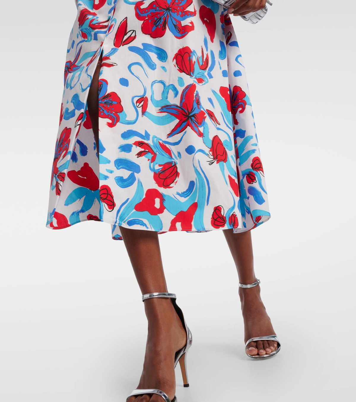 DVF ワンピース Heather floral cotton-blend midi dress952494 Diane von Furstenberg Heather floral cotton-blend midi dress