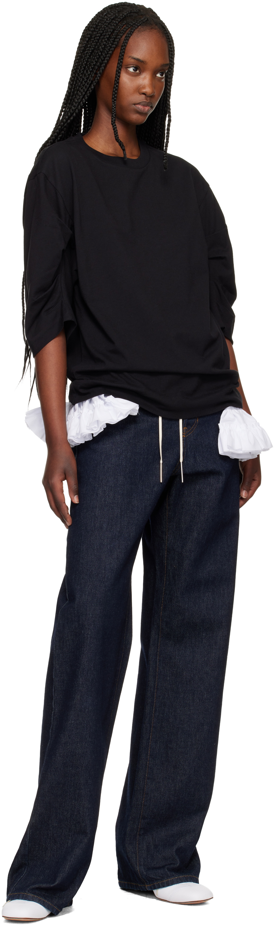 Dries Van Noten White Ruffled Cotton Waist Belt