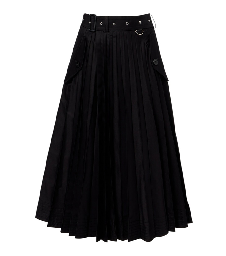 Photo: Sacai Belted cotton-blend gabardine midi skirt