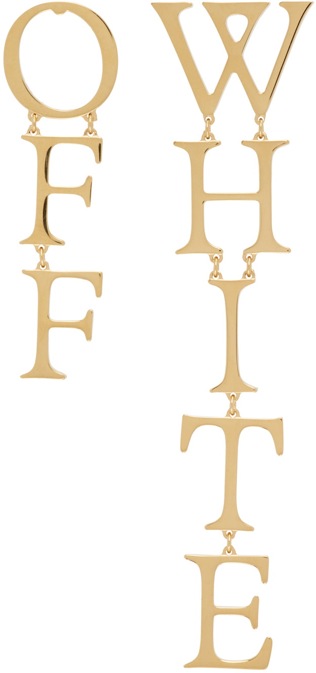 Off-White logo-lettering earrings - Gold