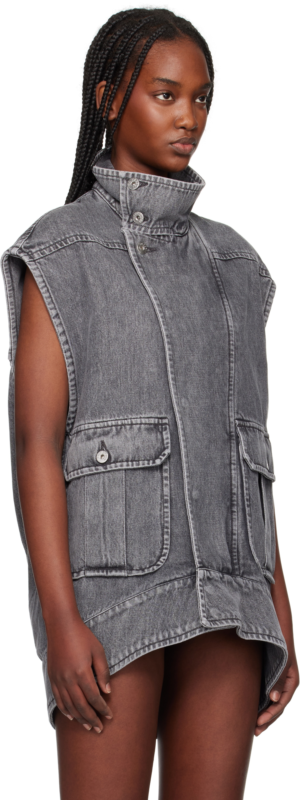 JW Anderson Gray Oversized Sleeveless High Neck Vest