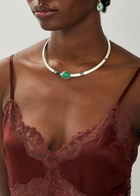 Jennifer Behr Elaine Rhodium-plated Collar Necklace - Dark Green - One Size