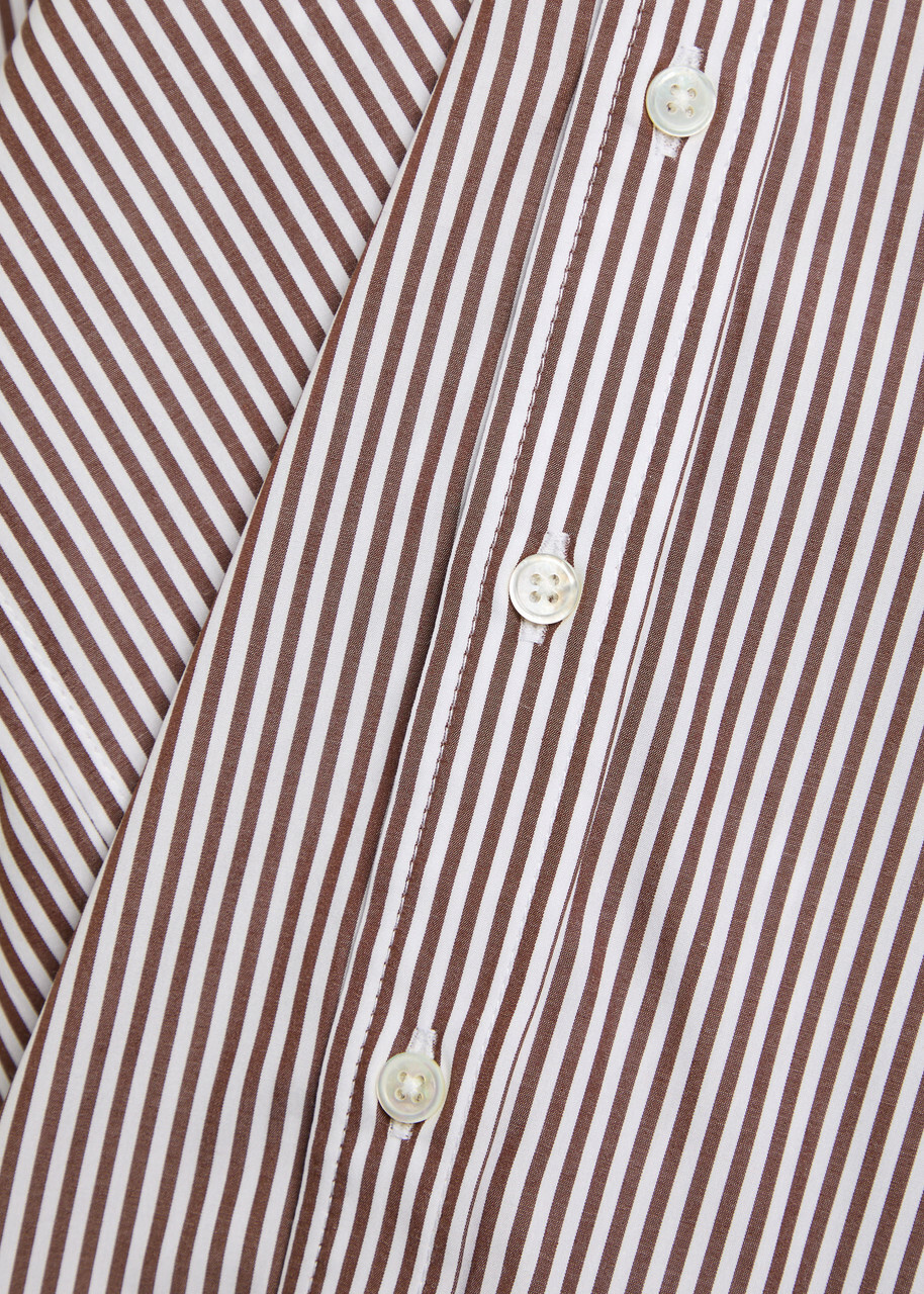 B Sides Nolan Striped Cotton-poplin Shirt Brown