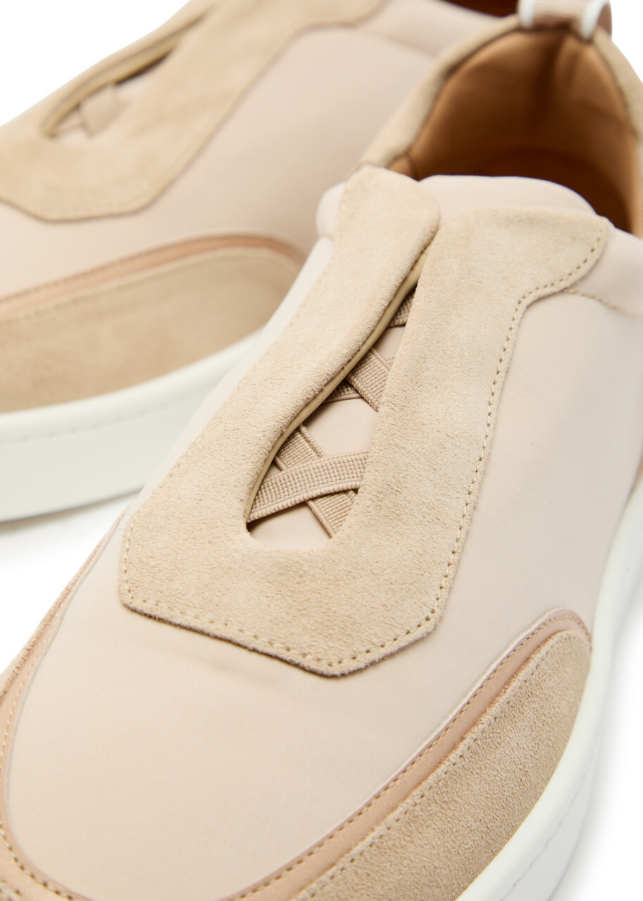 Aurélien Leisure Panelled Suede Sneakers Beige