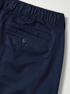 Onia - Slim-Fit Pleated Garment-Dyed Stretch-Cotton Drawstring Trousers - Blue