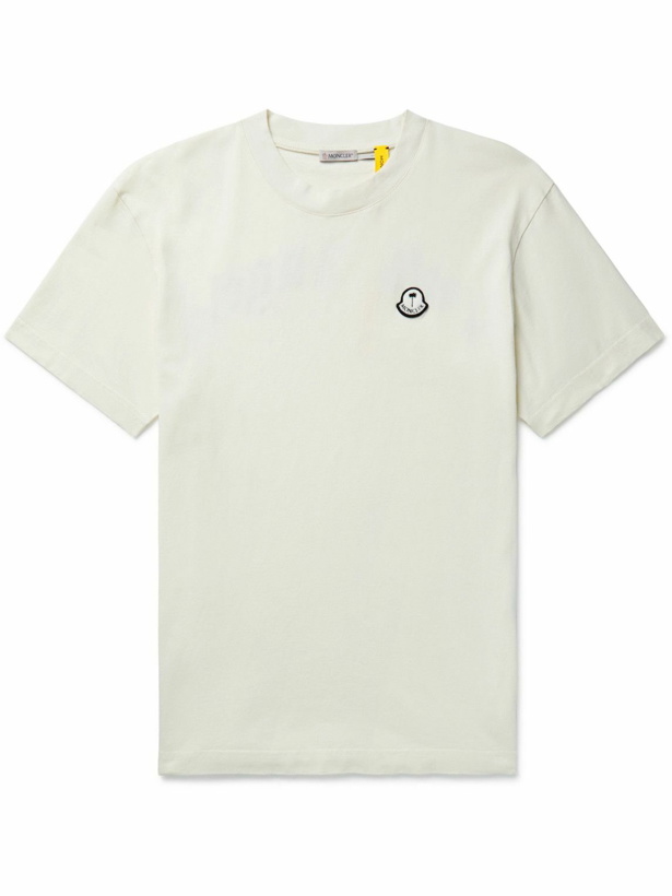 Photo: Moncler Genius - 8 Palm Angels Logo-Appliquéd Printed Cotton-Jersey T-Shirt - Neutrals