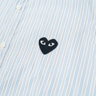 Comme des Garçons Play Men's Black Heart Multi Stripe Shirt in Light Blue/White/Grey