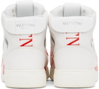 Valentino Garavani White & Red 'VL7N' High-Top Sneakers