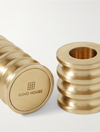 Soho Home - Glendale Set of 2 Brushed-Brass Candle Holders