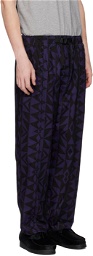 South2 West8 Black & Purple Belted Track Pants