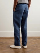 Stòffa - Slim-Fit Straight-Leg Linen Drawstring Trousers - Blue