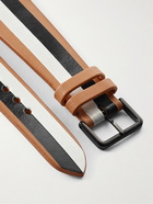 laCalifornienne - B&W Striped Leather Watch Strap - Brown