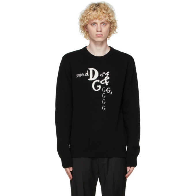 Photo: Dolce and Gabbana Black Cashmere and Wool DNA Sweater