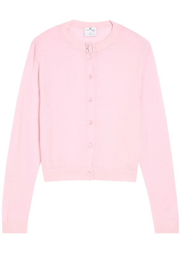 Photo: Courrèges Buckle Fastening Merino Wool Cardigan Light Pink