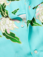 Flagstuff - Queen of the Night Convertible-Collar Floral-Print Tencel Shirt - Blue
