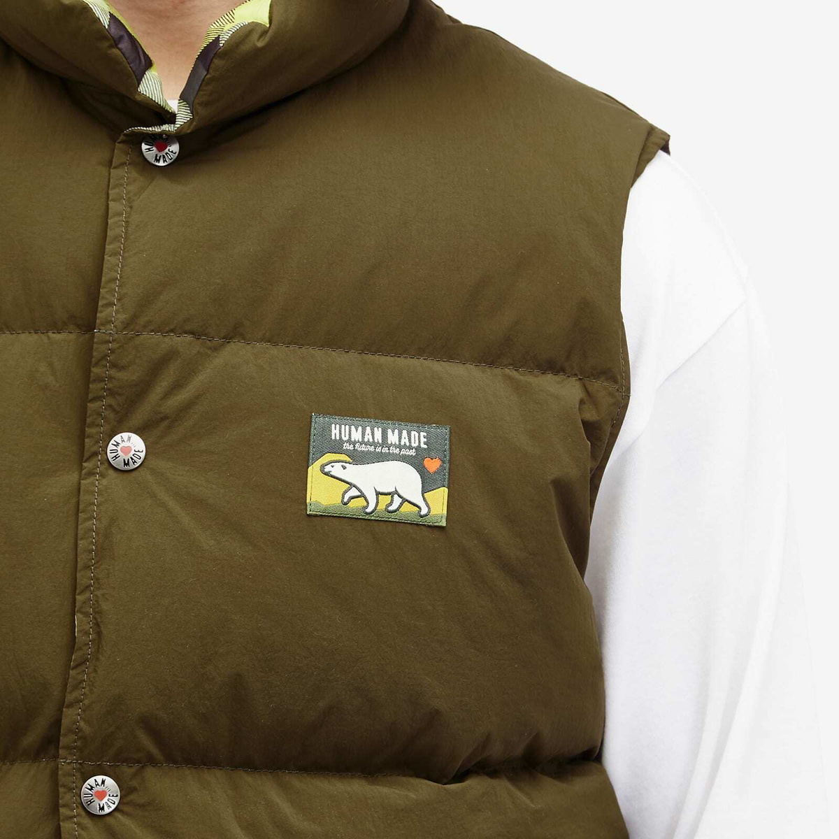 Human Made Men's Reversible Down Vest in Olive Drab Human Made
