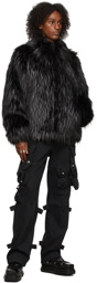 We11done Black Faux-Fur Coach Jacket