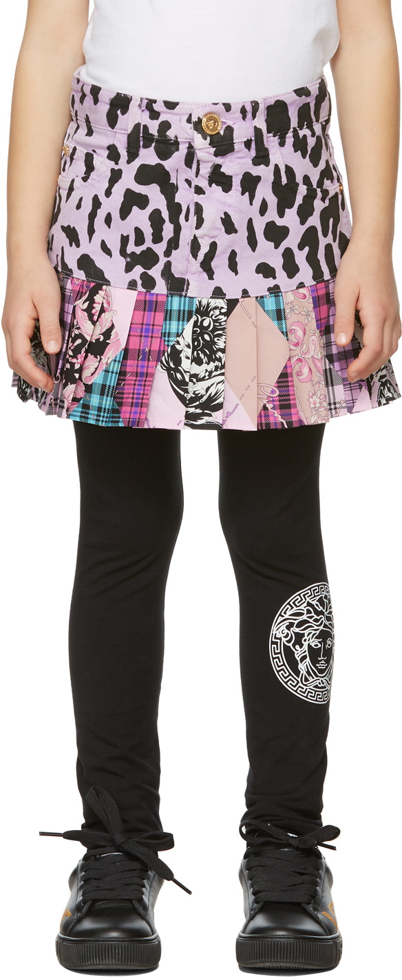 Medusa Checked Wool Skirt in Multicoloured - Versace Kids