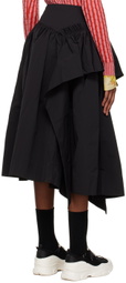MINJUKIM Black Ruffle Midi Skirt