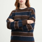 Samsøe Samsøe Women's Sajeanne Hairy Knit Sweater in Black Coffee Stripe
