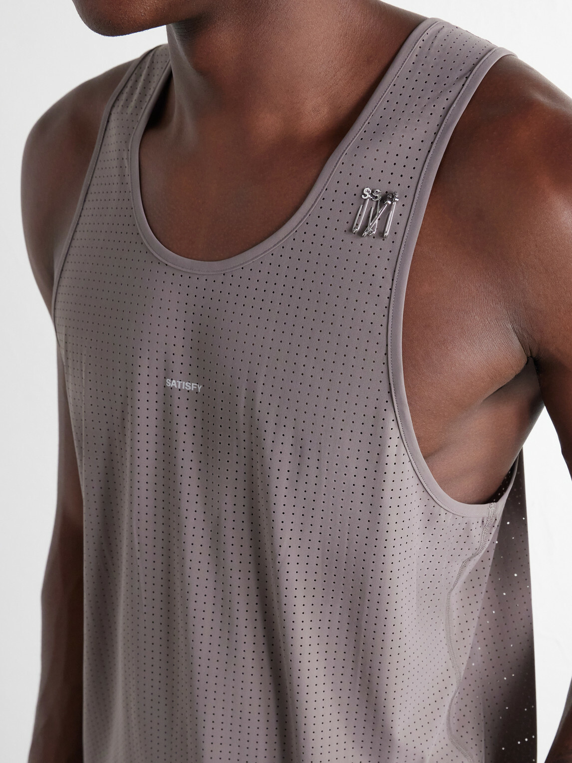 Satisfy - Embellished Logo-Appliquéd Space-O™ Mesh Tank Top - Brown