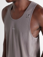 Satisfy - Embellished Logo-Appliquéd Space-O™ Mesh Tank Top - Brown