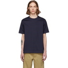 Junya Watanabe Navy and Brown Horizontal Stripes T-Shirt