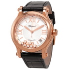 Chopard Happy Sport 18kt Rose Gold Silver Guilloche Dial Ladies Watch 274808-5001