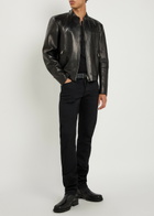 Tom Ford Stand-collar Leather Biker Jacket Black And White