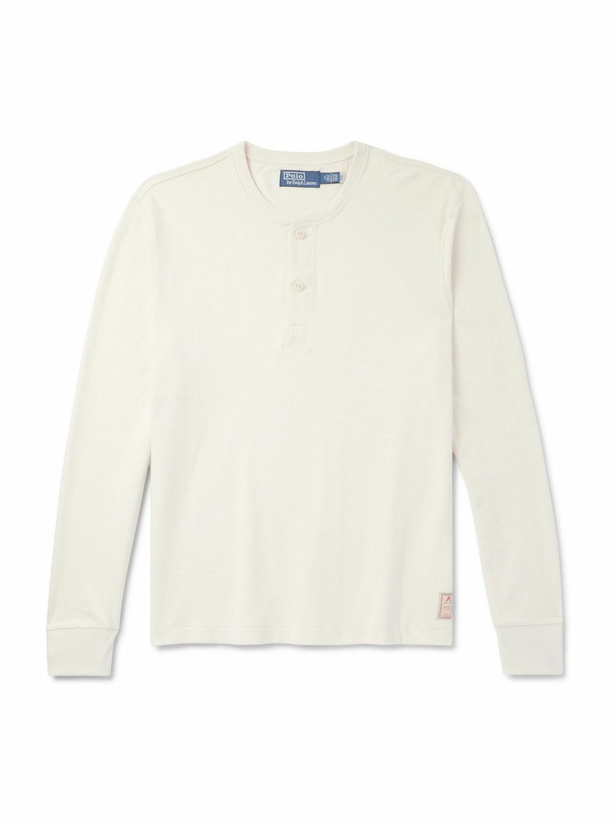 Photo: Polo Ralph Lauren - Logo-Appliquéd Brushed-Cotton Henley T-shirt - Neutrals