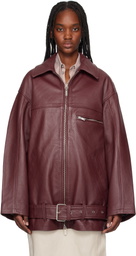 REMAIN Birger Christensen Burgundy Oversize Leather Jacket