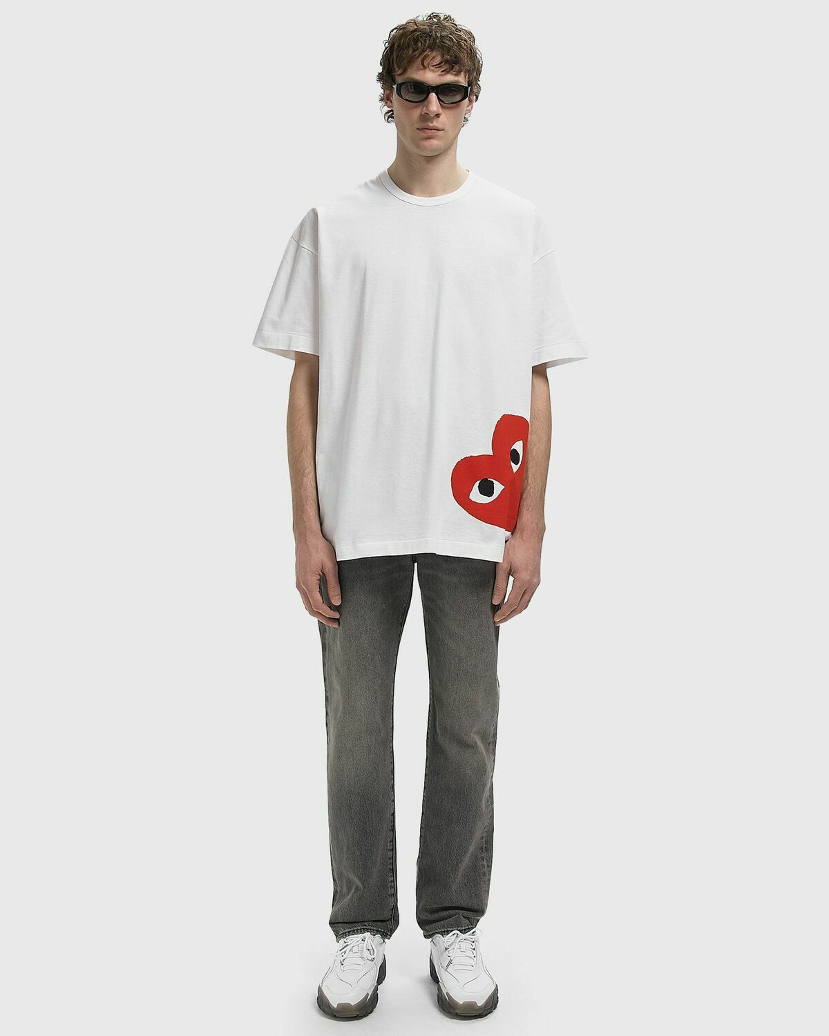Comme des Garçons Play TEE LOGO PRINT KNIT White Mens Shortsleefe