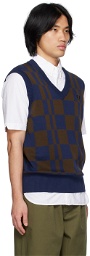 Fred Perry Navy & Brown Chequerboard Vest