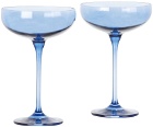 Estelle Colored Glass Two-Pack Blue Champagne Coupe Glasses, 8.25 oz