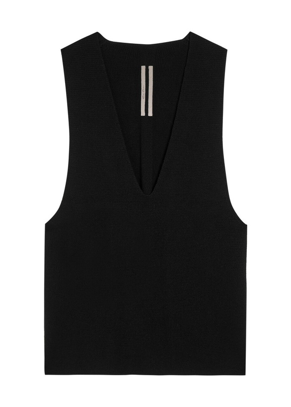 Photo: Rick Owens V-neck Cashmere and Wool-blend Tank top Black